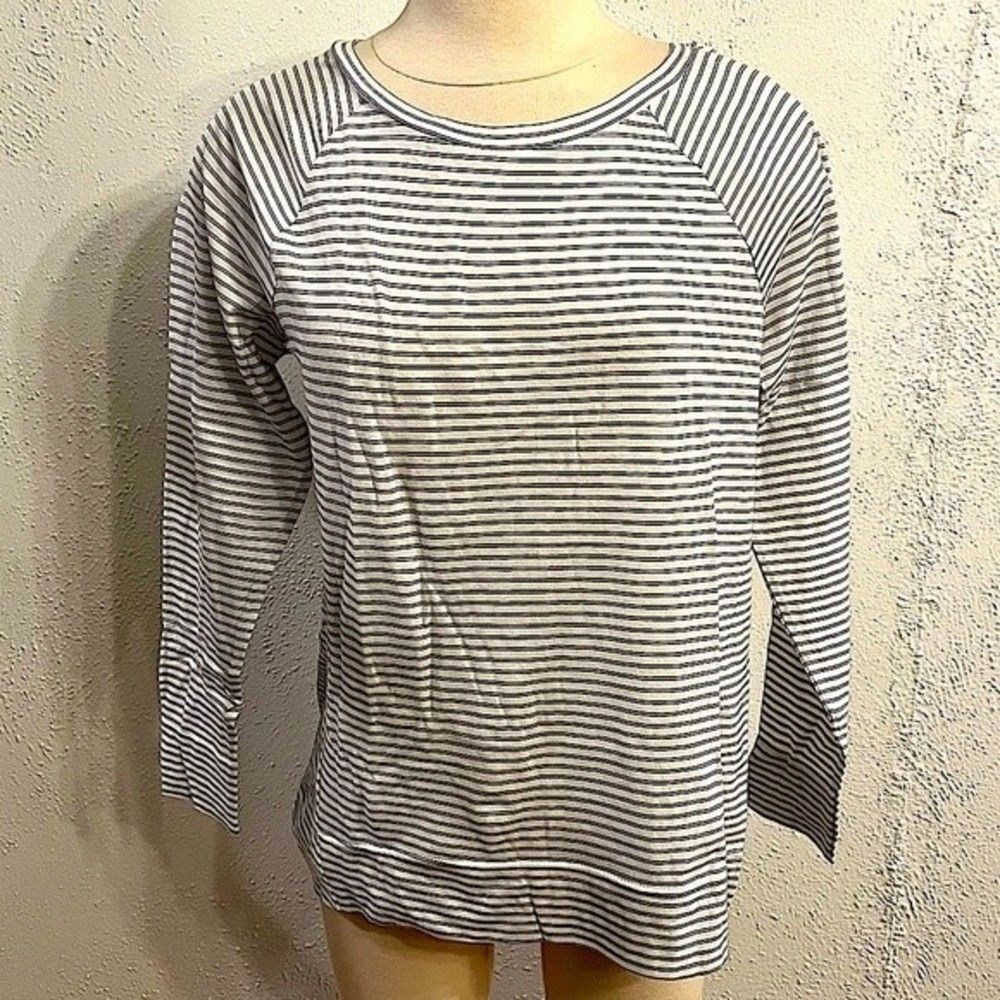 NWT Loft Whisper White Striped Sweatshirt Tee Size Small